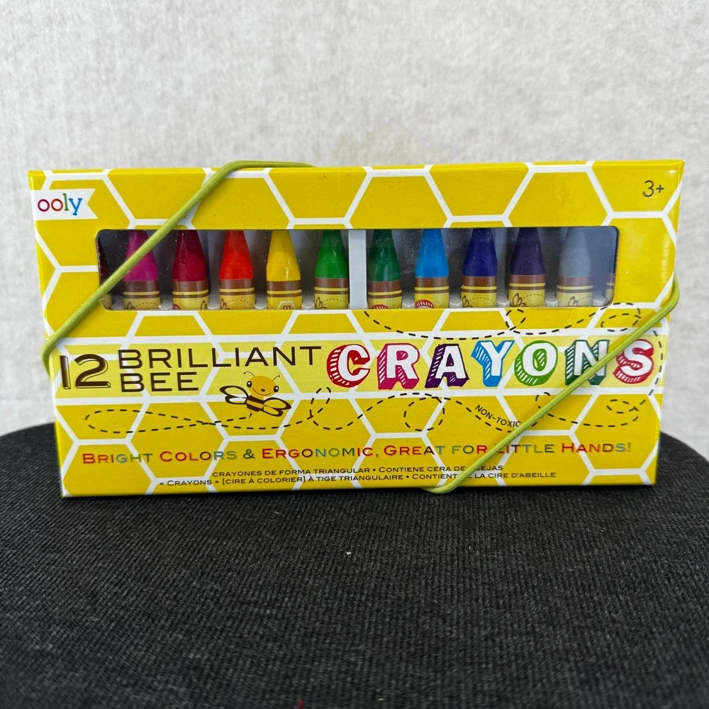 Brilliant Bee 12 Count Triangular Beeswax Crayons Ergonomic Non-Toxic Set Ooly